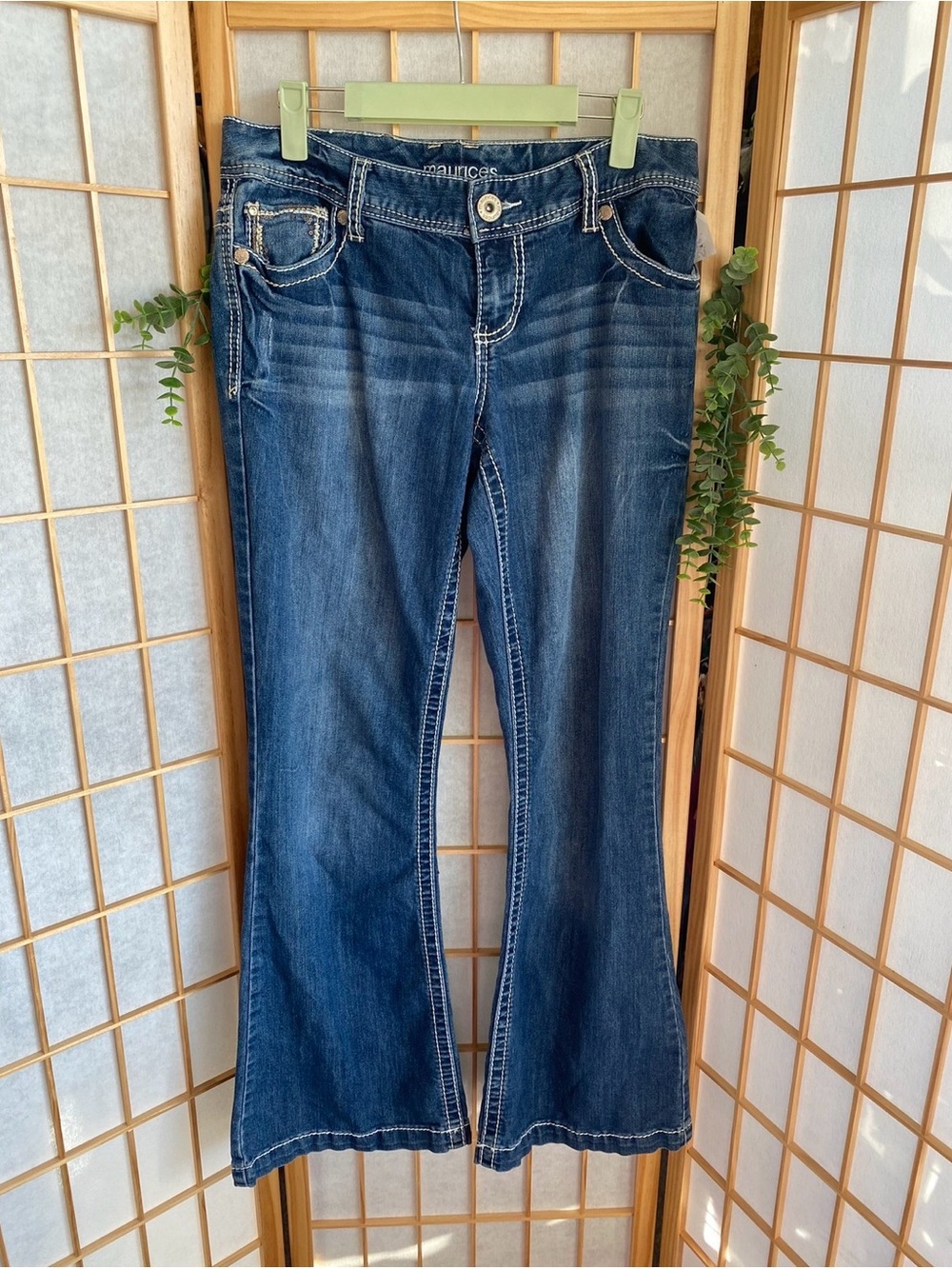 Maurices Dark Blue Flare Jeans with Contrast Stitching